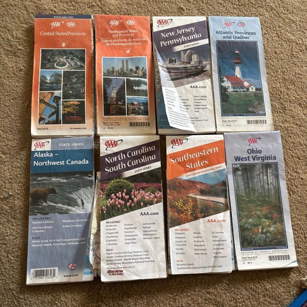 Lot Of 8 AAA Triple A Road Maps